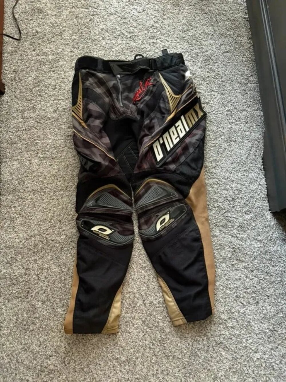O’Neal Hardware Motocross Riding Pants Men’s Size 32 Black Tan Gold